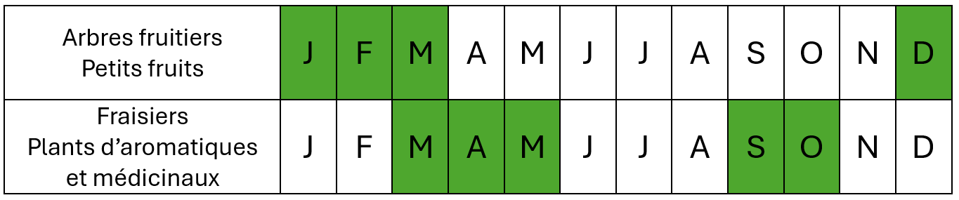 Calendrier de plantation idéale